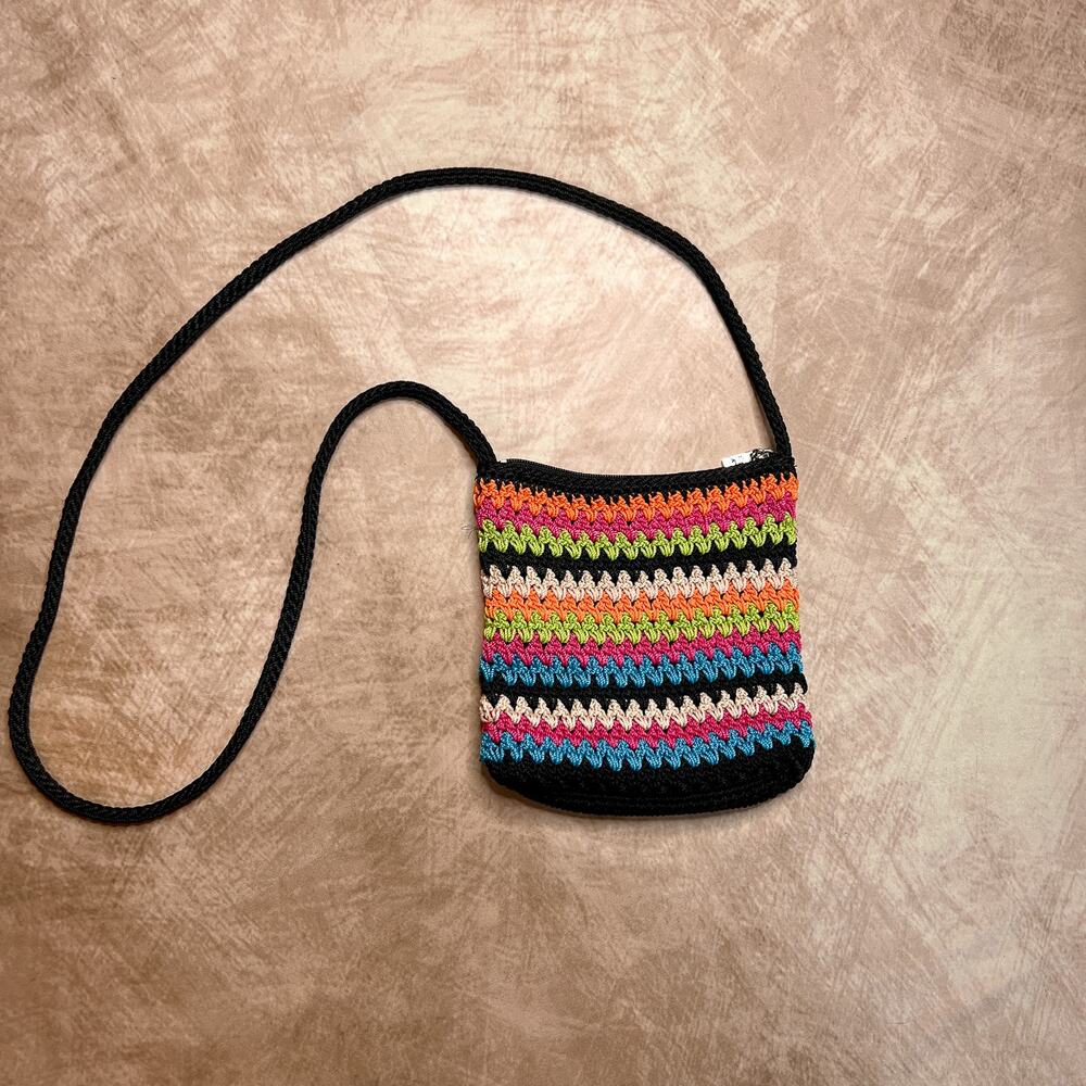 The Sak Multicolor Crochet Crossbody Bag Zipper Closure Satchel Purse Festival - Picture 8 of 8